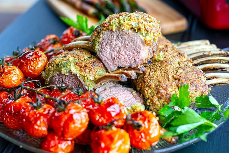 Crusted Rack of Lamb with Herbs and Macadamia Nuts