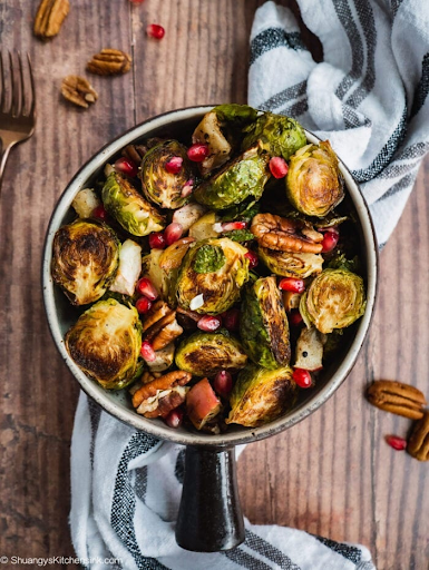 Roasted Brussel Sprouts with Spiced Apples