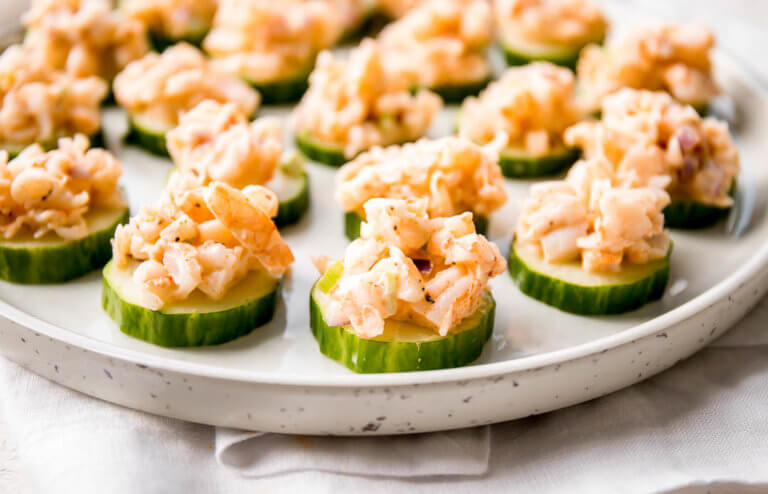 Shrimp Salad Cucumber Bites